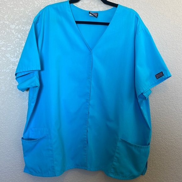 Women’s Blue Authentic Cherokee Workwear Shirt Sleeve Scrubs. Size 3XL - Picture 1 of 7